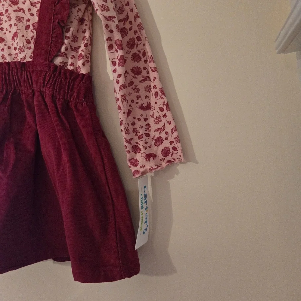 Carters Child of Mine 2T Toddler Girls Floral Bodysuit Corduroy Jumper Set NWT